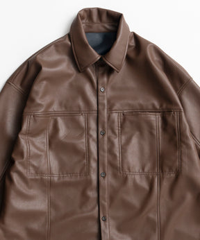 【26AUTUMN PRE-ORDER】Vegan Leather Overshirt