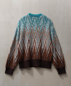 Airy Mohair Argyle Prime-Over Crew Neck Knit Pullover