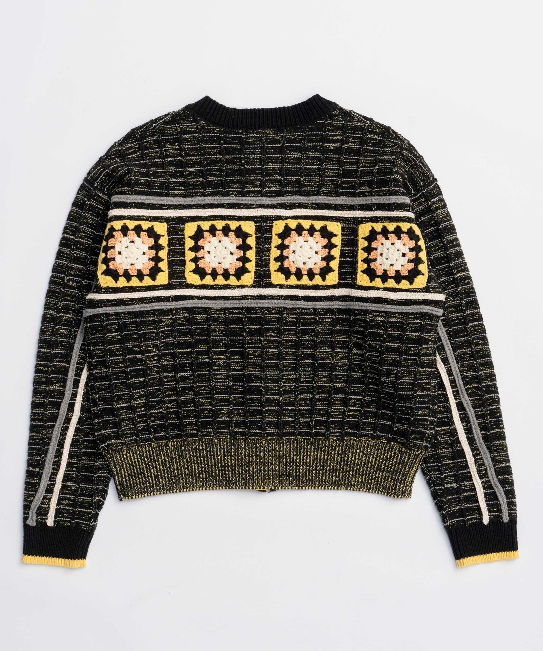 Crochet Motif Zip Knit Cardigan