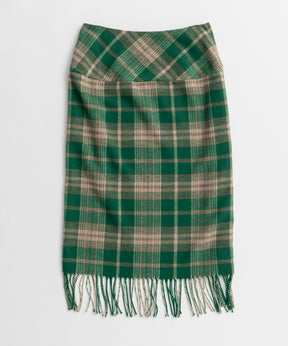 【26AUTUMN PRE-ORDER】Check Fringe Skirt