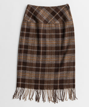 【26AUTUMN PRE-ORDER】Check Fringe Skirt