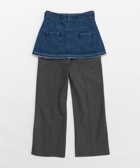 SALE】Denim Skirt Layered Pants