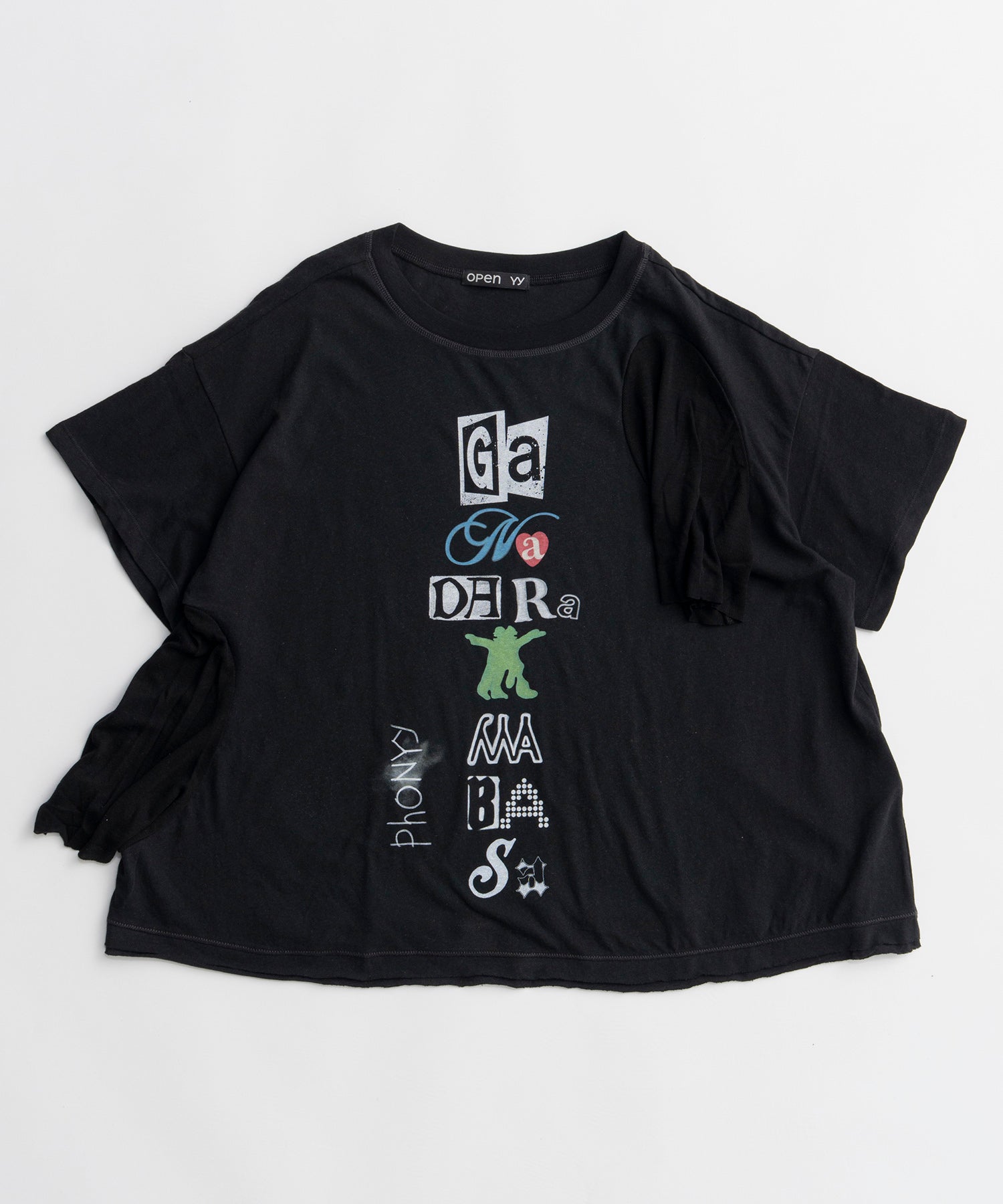 【OPEN YY】SCOOP NECK PHONETIC TEE