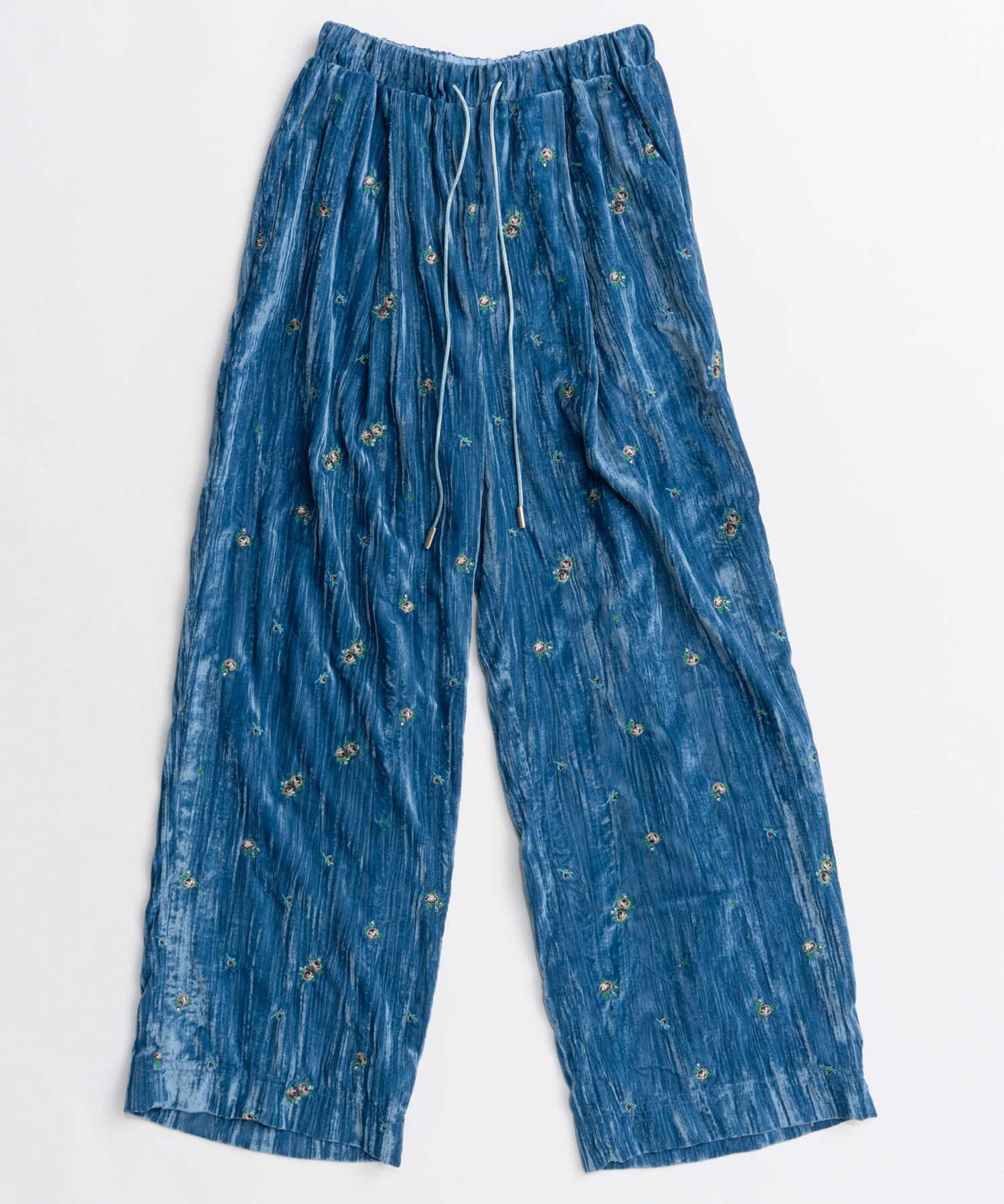 【26AUTUMN PRE-ORDER】Flower Embroidery Velour Easy Pants