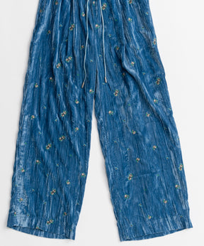 【26AUTUMN PRE-ORDER】Flower Embroidery Velour Easy Pants