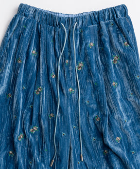 【26AUTUMN PRE-ORDER】Flower Embroidery Velour Easy Pants