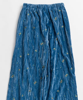 【26AUTUMN PRE-ORDER】Flower Embroidery Velour Easy Pants
