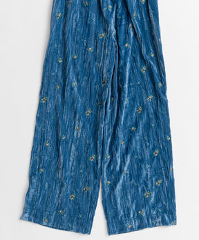 【26AUTUMN PRE-ORDER】Flower Embroidery Velour Easy Pants