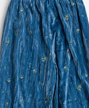【26AUTUMN PRE-ORDER】Flower Embroidery Velour Easy Pants