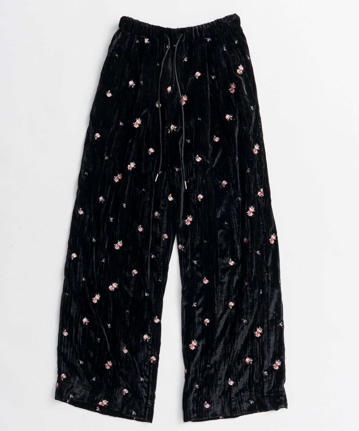 【26AUTUMN PRE-ORDER】Flower Embroidery Velour Easy Pants