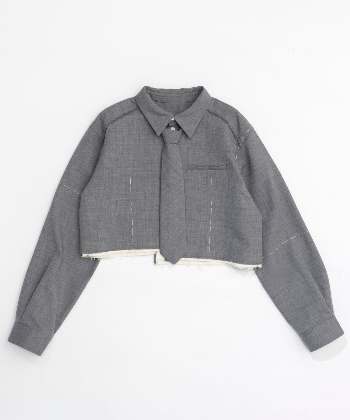 【24AUTUMN PRE-ORDER】Hand Stitch With Tie Short Length Shirt