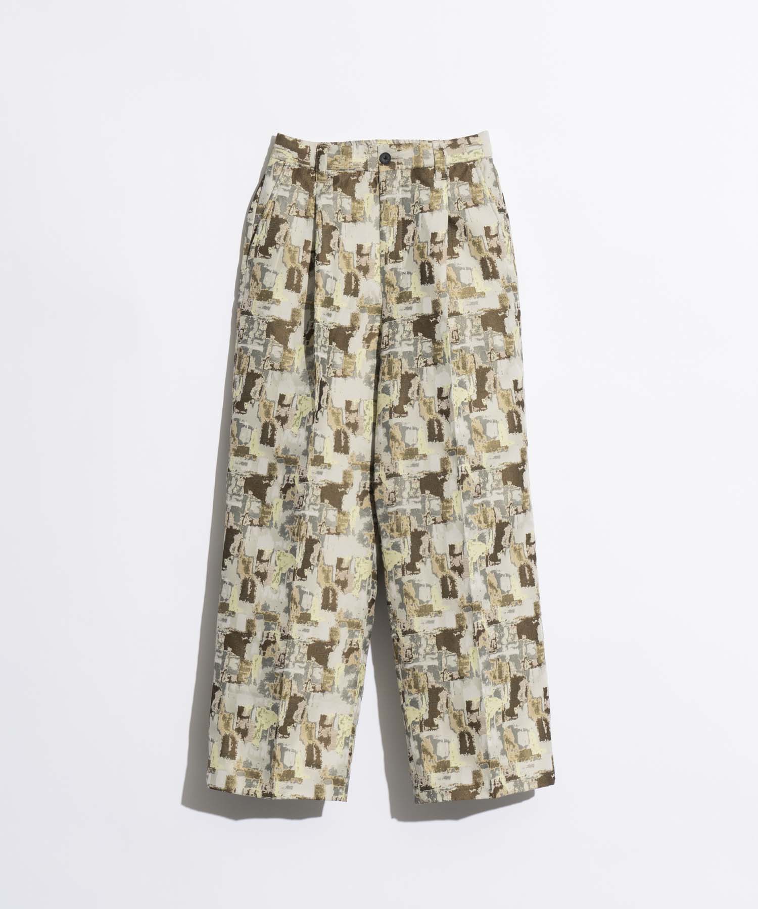 Abstract Jacquard One-Tuck Wide Pants