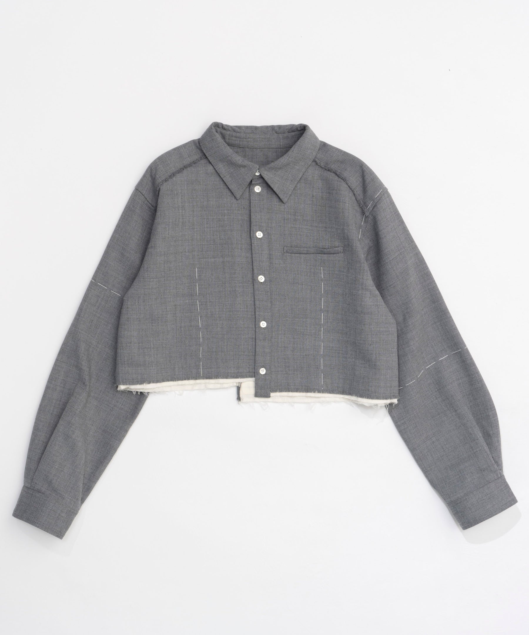 [24Autumn PRE-ORDER] Hand Stitch with Tie Short Length Shirt