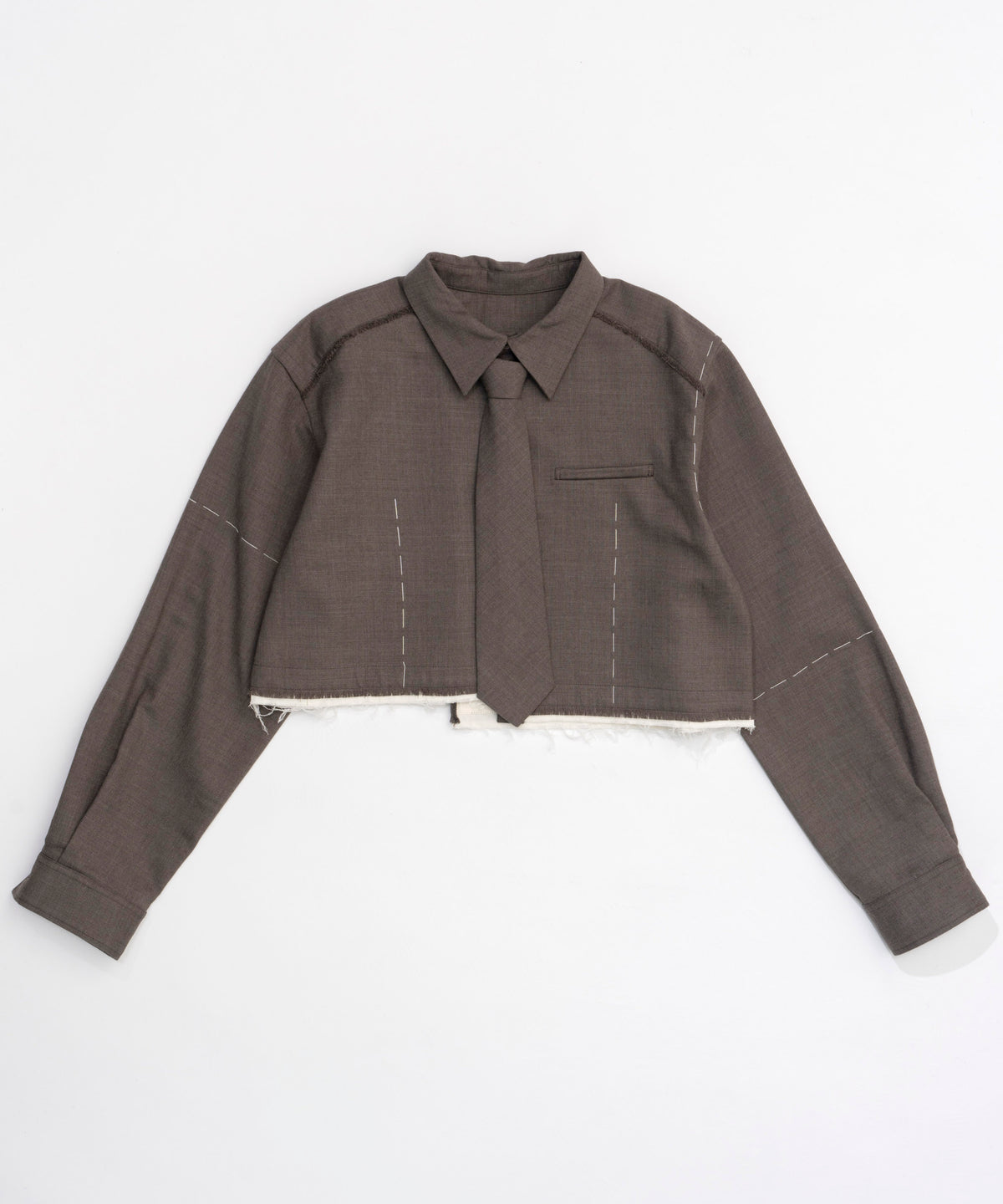 【24AUTUMN PRE-ORDER】Hand Stitch With Tie Short Length Shirt