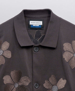 【24AW PRE-ORDER】Prime-Over Flower Embroidery Long Sleeve Knit Shirt