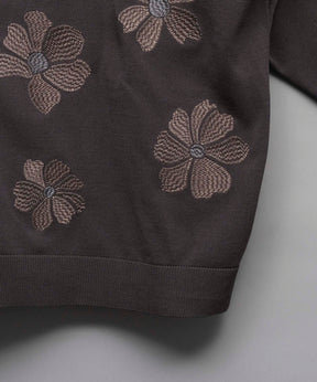 [24AW Pre-Order] Prime-Over T/C Flower Embroidery Long Sleeve Knit Shirt