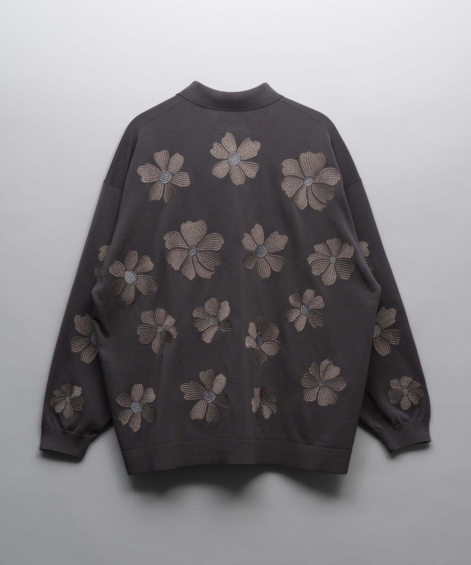 [24AW Pre-Order] Prime-Over T/C Flower Embroidery Long Sleeve Knit Shirt