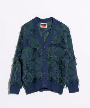 [SALE] Grunge Leaf Jacquard Prime-Over Knit Cardigan