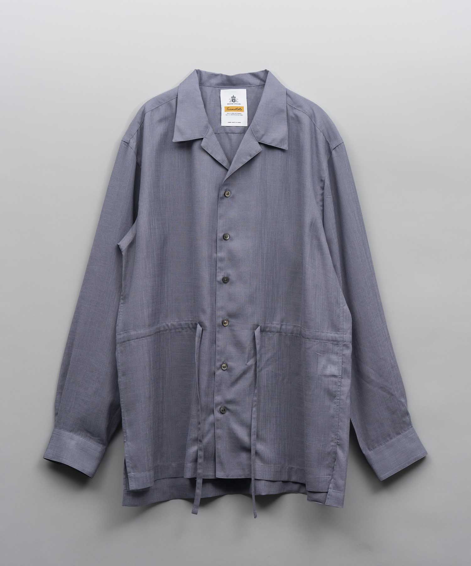 【24SS PRE-ORDER】Calendering Triacetate Dress-Over Open Collar Shirt