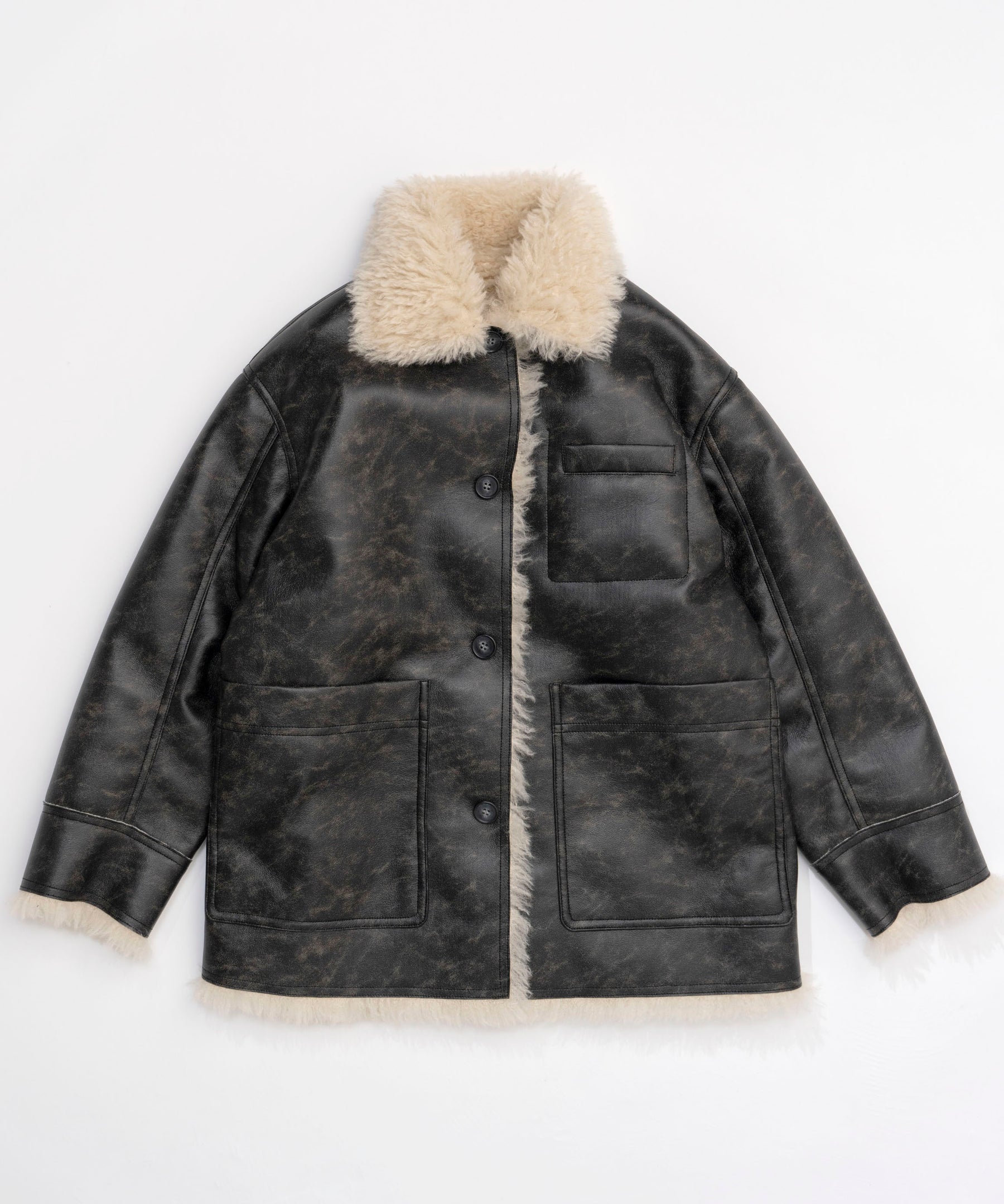 【24WINTER PRE-ORDER】Reversible Vegan Leather Mouton Blouson