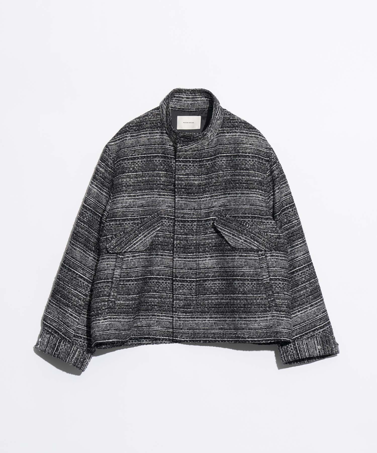 【SALE】Mall Tweed Jacquard Dress-Over Short Mods Coat