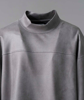 Leather-Like Prime-Over Mock Neck Pullover