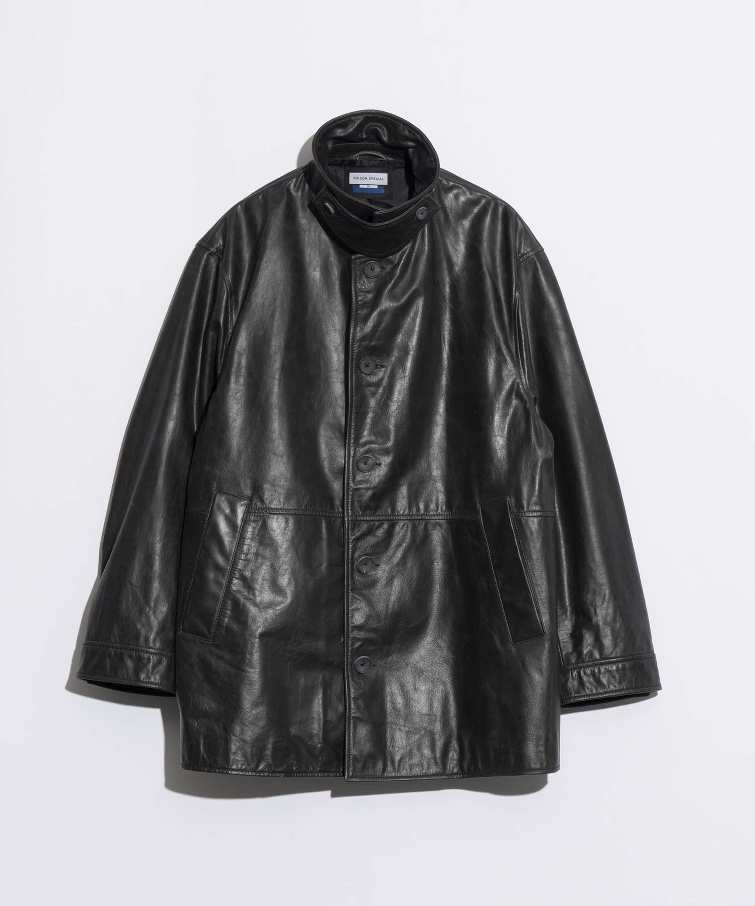 Buffalo Crack Leather Dress-Over Car Coat