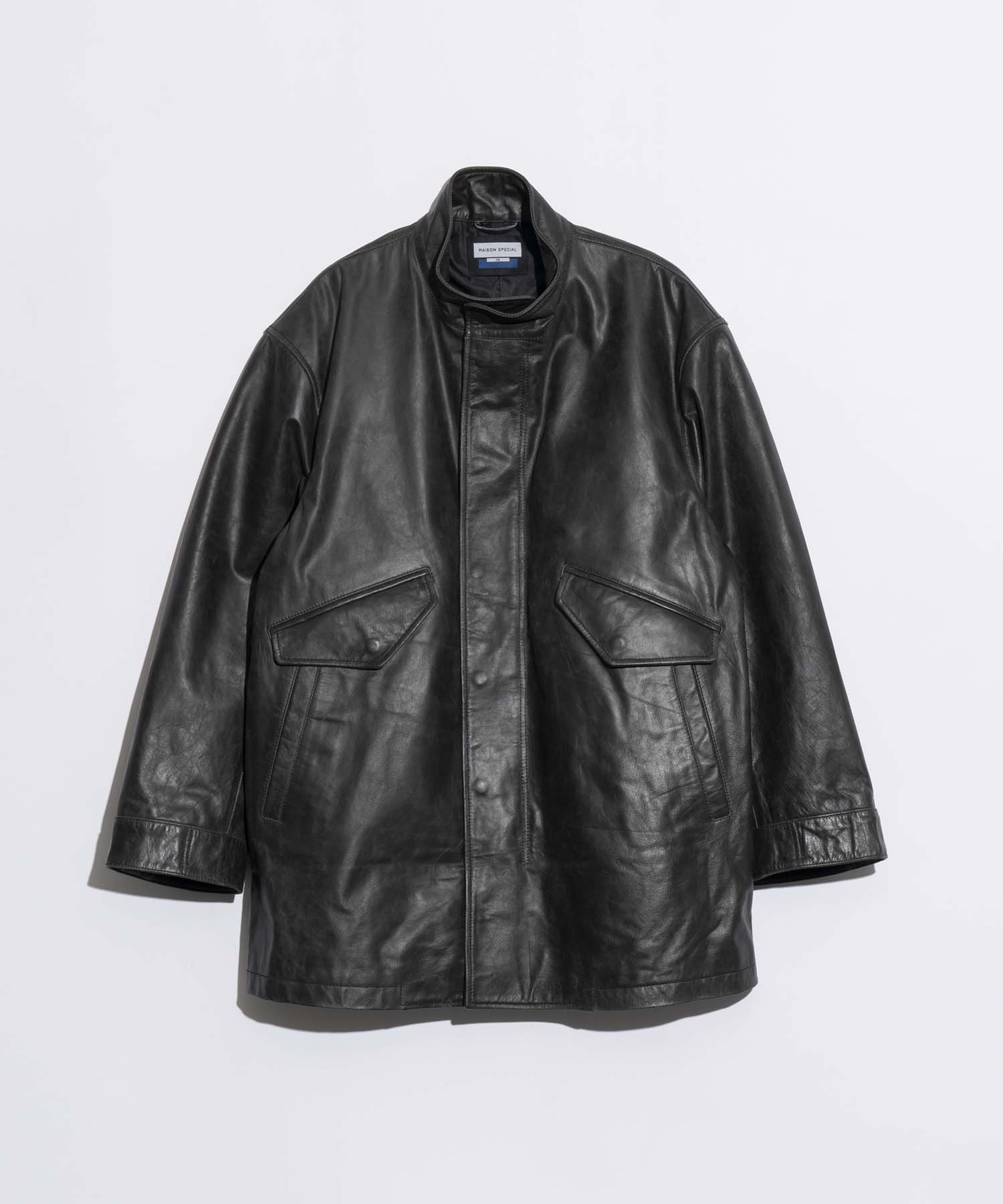 【SALE】Buffalo Crack Leather Dress-Over Short Mods Coat