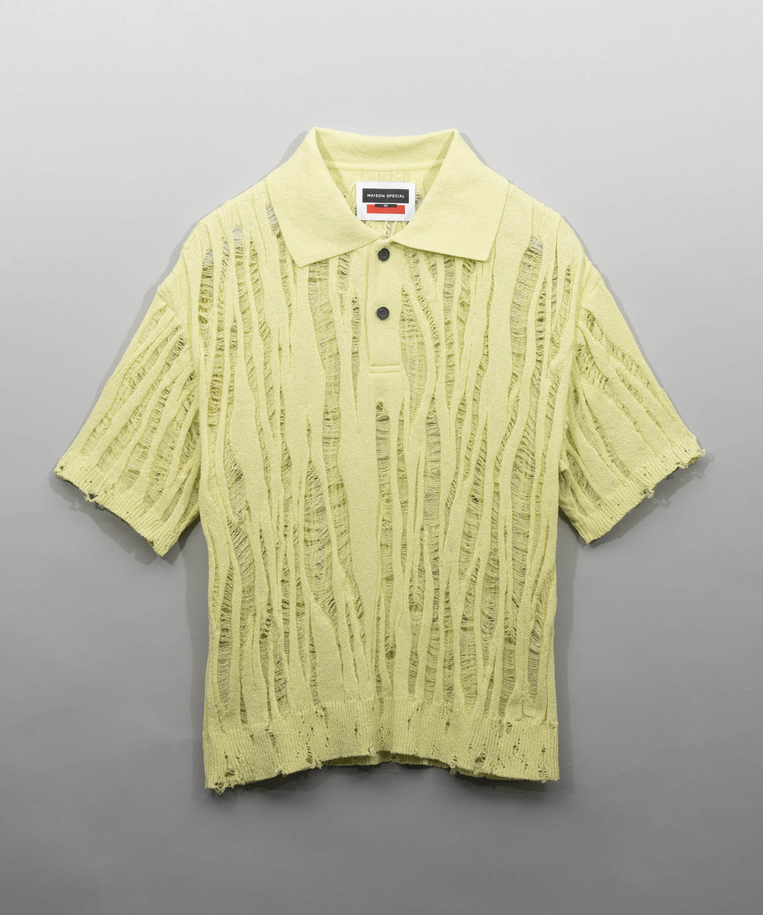 Destroy Mesh Prime-Over Short Sleeve Knit Polo Shirt