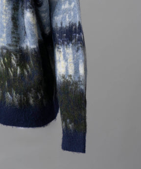 [24AW Pre-Order] Prime-Over Landscape Painting Crew Neck Knit Pullover