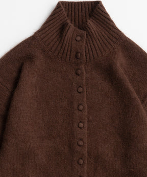 【26AUTUMN PRE-ORDER】Raccoon Blend Stand Collar Cardigan