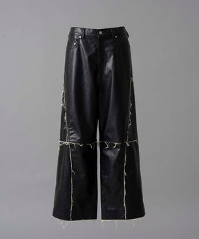 Artificial Leather Wide Pants