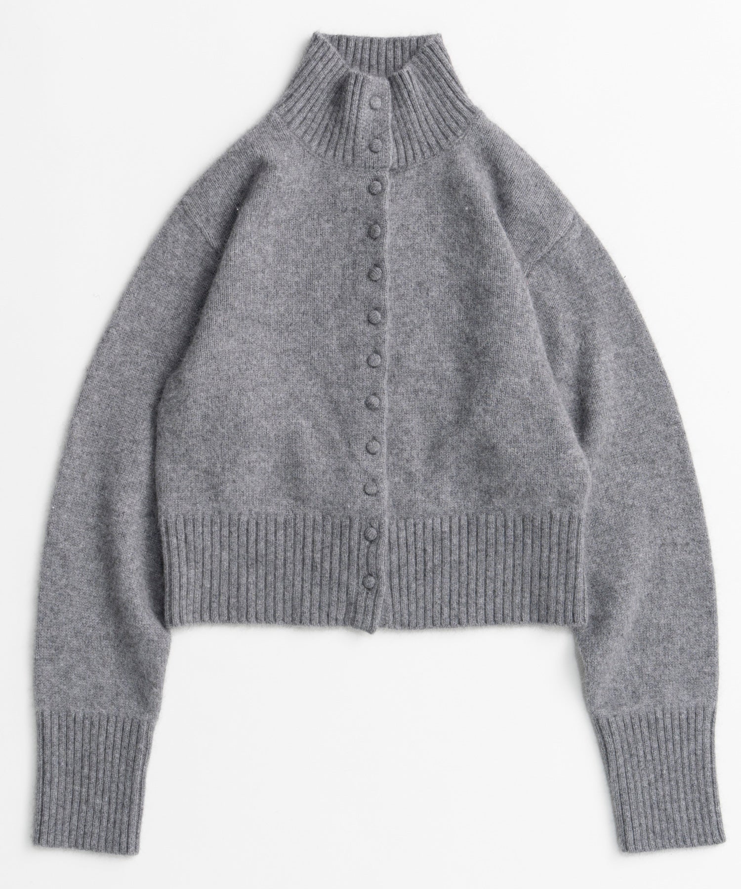【26AUTUMN PRE-ORDER】Raccoon Blend Stand Collar Cardigan