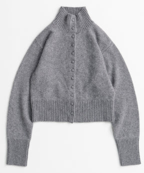 【26AUTUMN PRE-ORDER】Raccoon Blend Stand Collar Cardigan