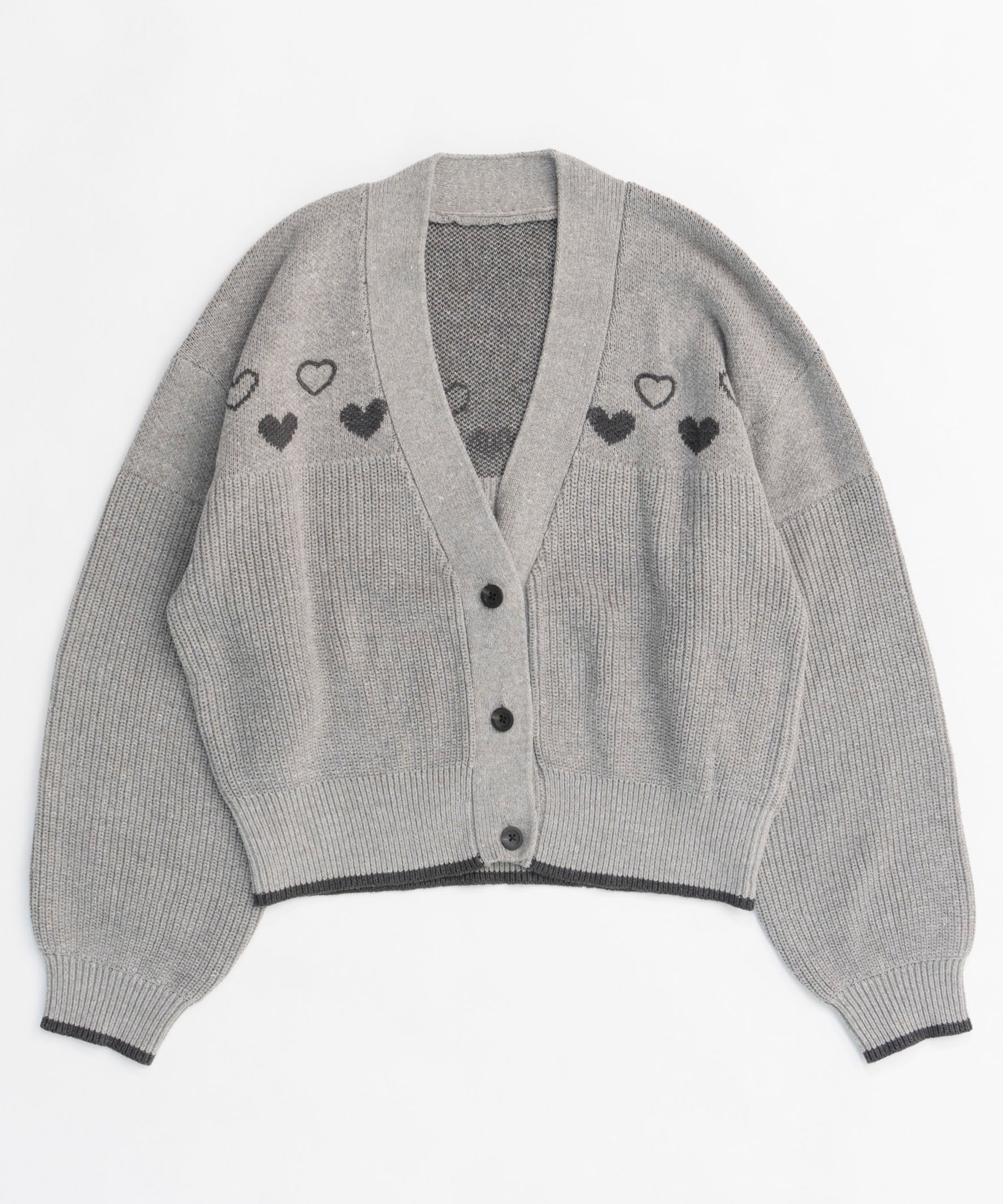 【24WINTER PRE-ORDER】Heart Jacquard Short Length Knit Cardigan