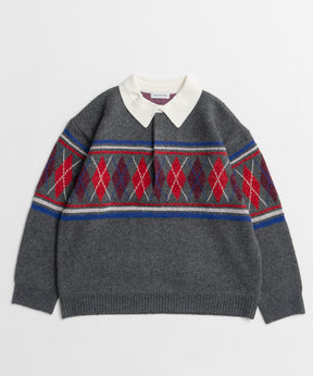 【26WINTER COLLECTION】Argyle Rugby Polo Knit