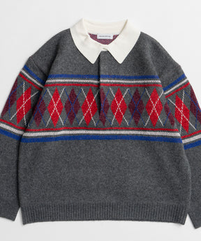 【26WINTER COLLECTION】Argyle Rugby Polo Knit