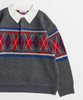 【26WINTER COLLECTION】Argyle Rugby Polo Knit