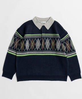 【26WINTER COLLECTION】Argyle Rugby Polo Knit
