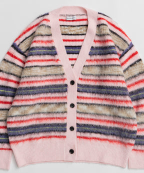 【26WINTER COLLECTION】Multi Border Shaggy Cardigan
