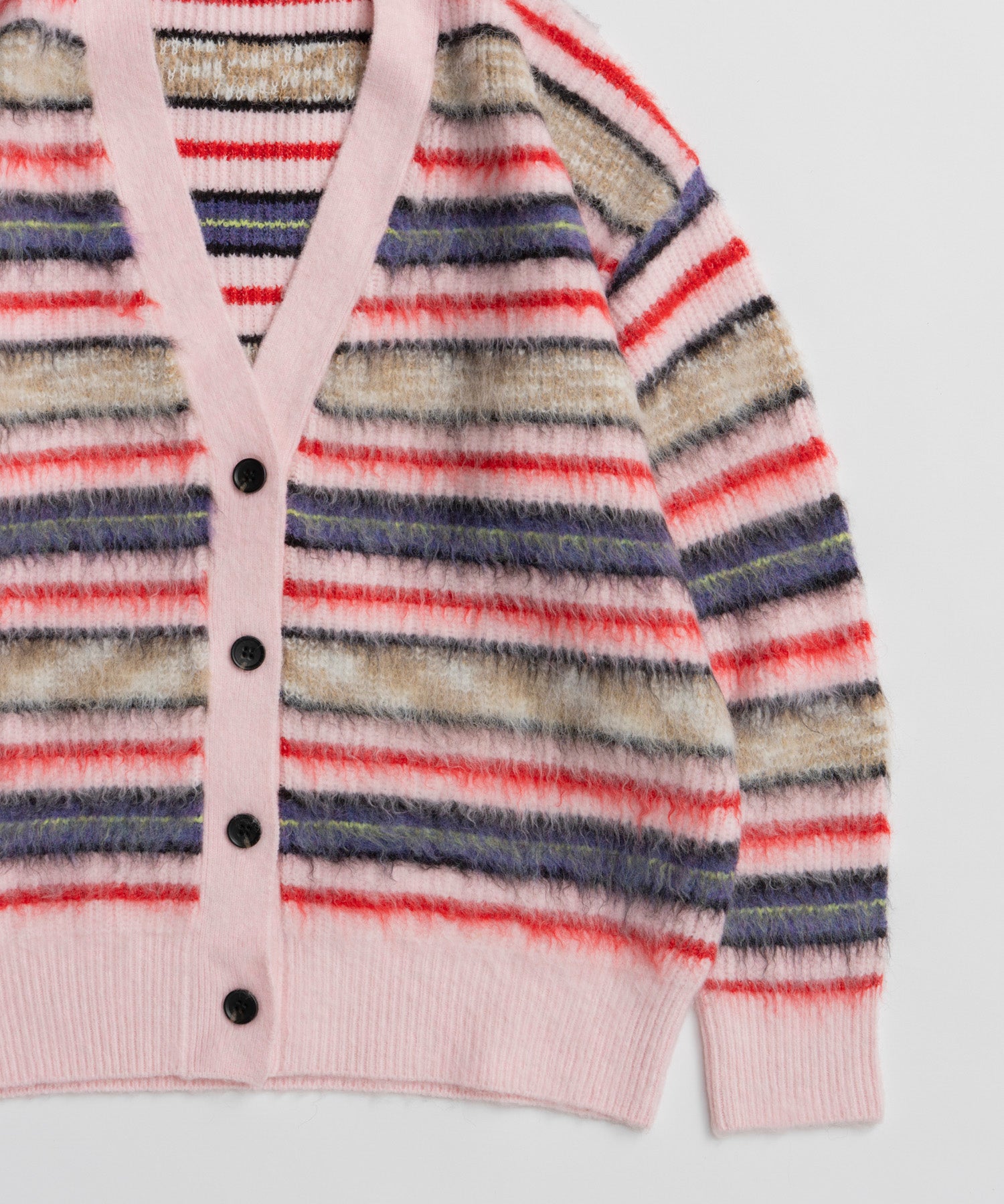 【26WINTER COLLECTION】Multi Border Shaggy Cardigan