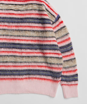 【26WINTER COLLECTION】Multi Border Shaggy Cardigan