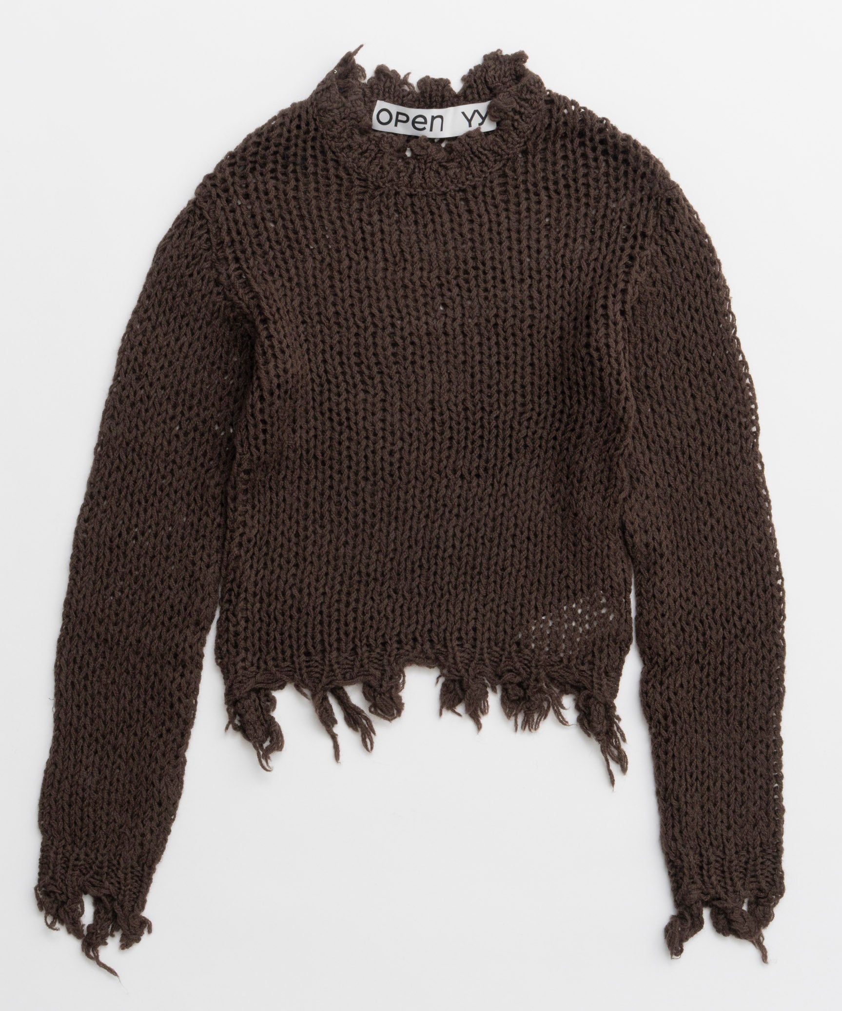 【OPEN YY】Knitted DISTRESSED CROP KNIT