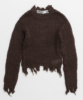 【OPEN YY】Knitted DISTRESSED CROP KNIT