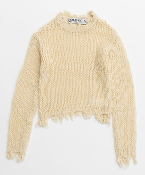 【OPEN YY】Knitted DISTRESSED CROP KNIT