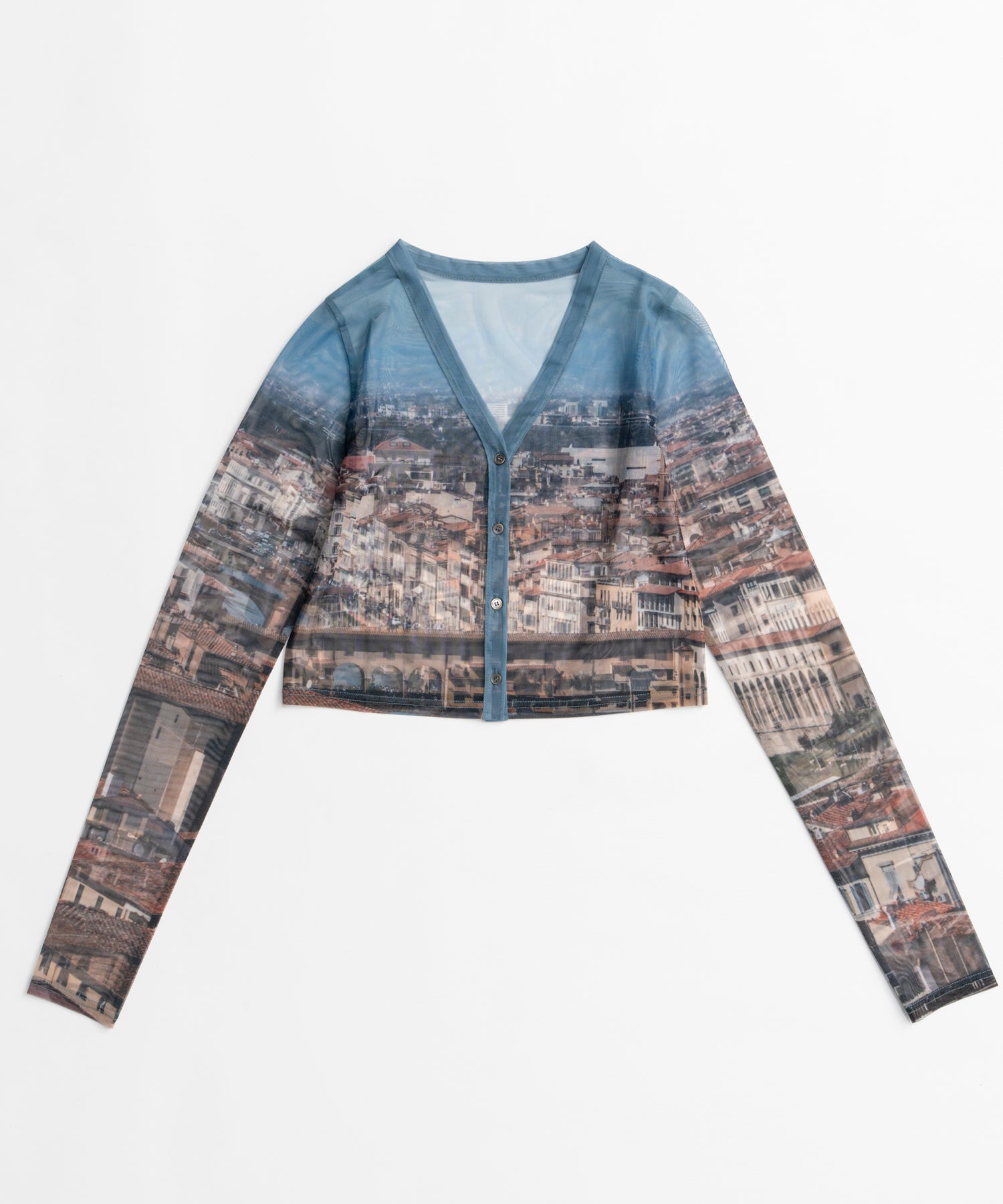 【26AUTUMN PRE-ORDER】City Photo Print Sheer Cardigan