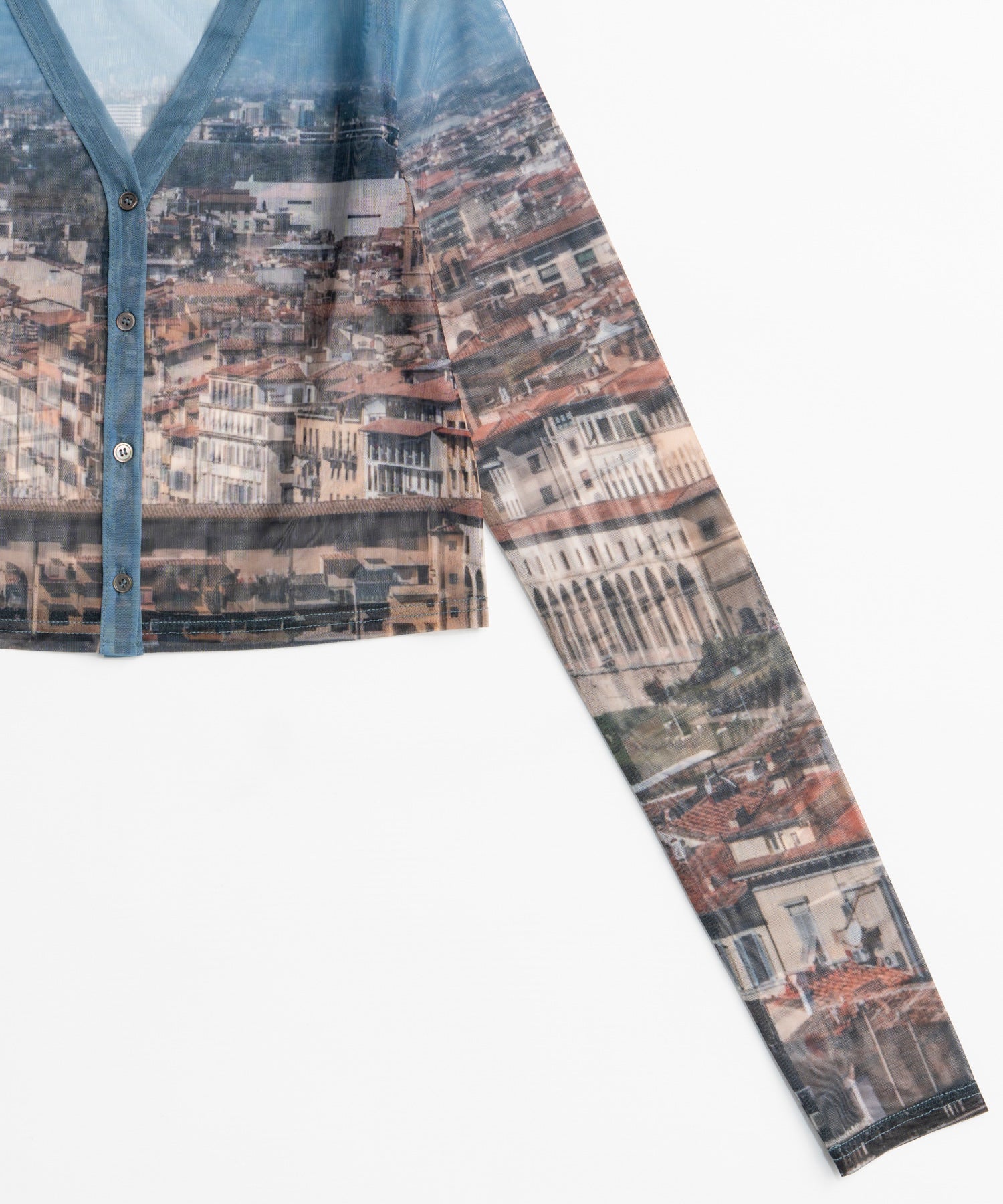 【26AUTUMN PRE-ORDER】City Photo Print Sheer Cardigan