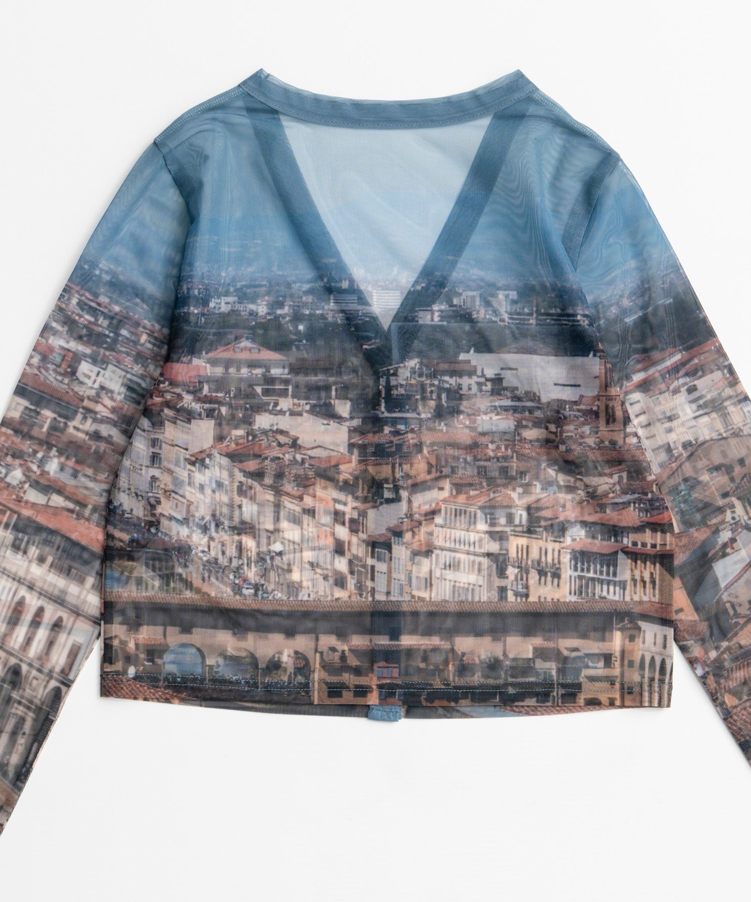【26AUTUMN PRE-ORDER】City Photo Print Sheer Cardigan