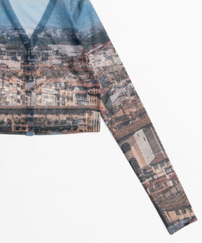 【26AUTUMN PRE-ORDER】City Photo Print Sheer Cardigan
