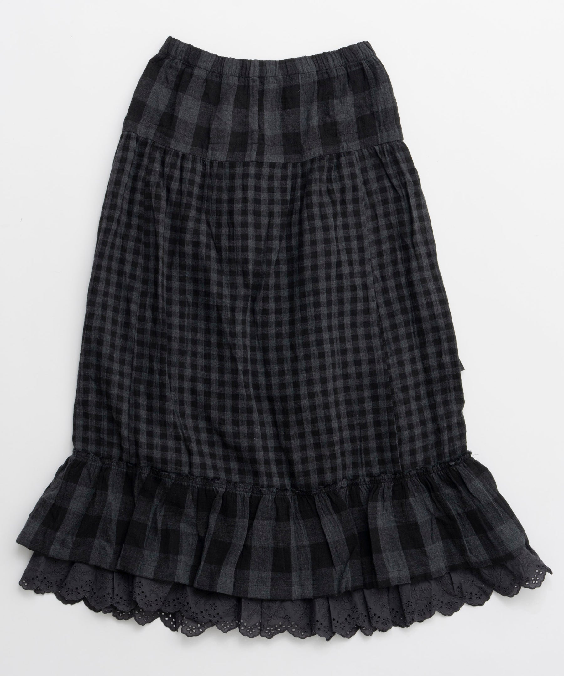 OPEN YY] Woven ROLLED WAIST TIERED SKIRT